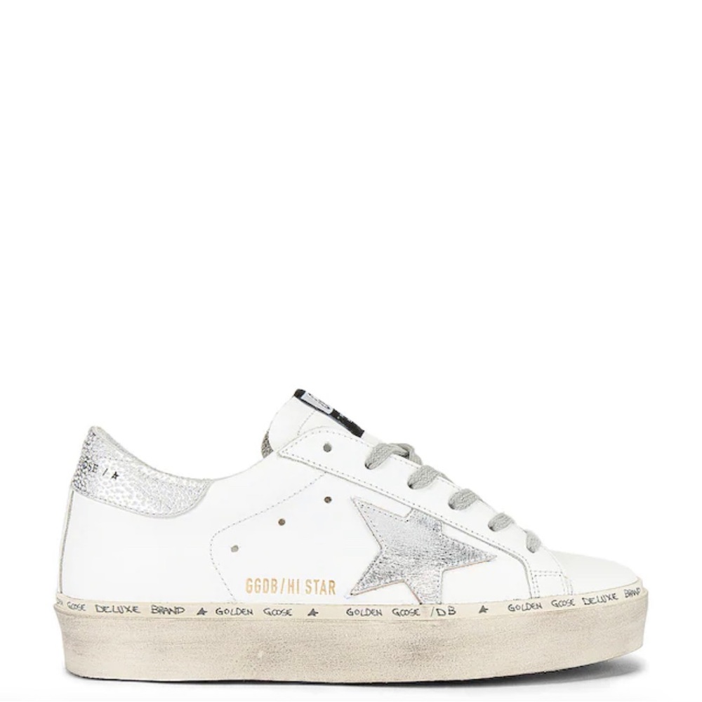 Like New | Golden Goose Women’s Hi Star sneakers with silver heel tab